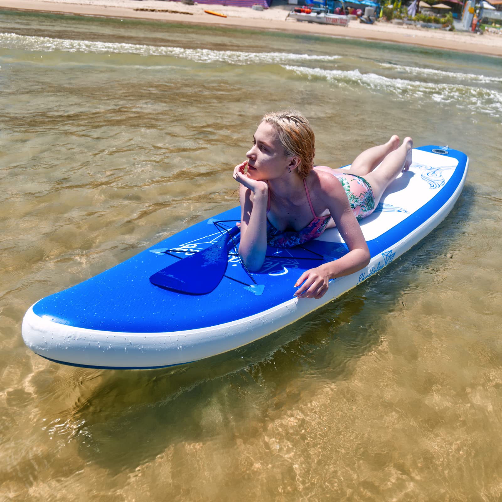 Inflatable Paddle Board,6 Inches Thick Paddle Boards for Adults, Stand Up Paddle Board with Surfboard Accessories for Surfers of All Skill Levels(Blue)