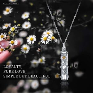 Cremation Necklace Jewelry 925 Sterling Silver Daisy Urn Necklaces Keepsake Memorial Jewelry for Women Men.