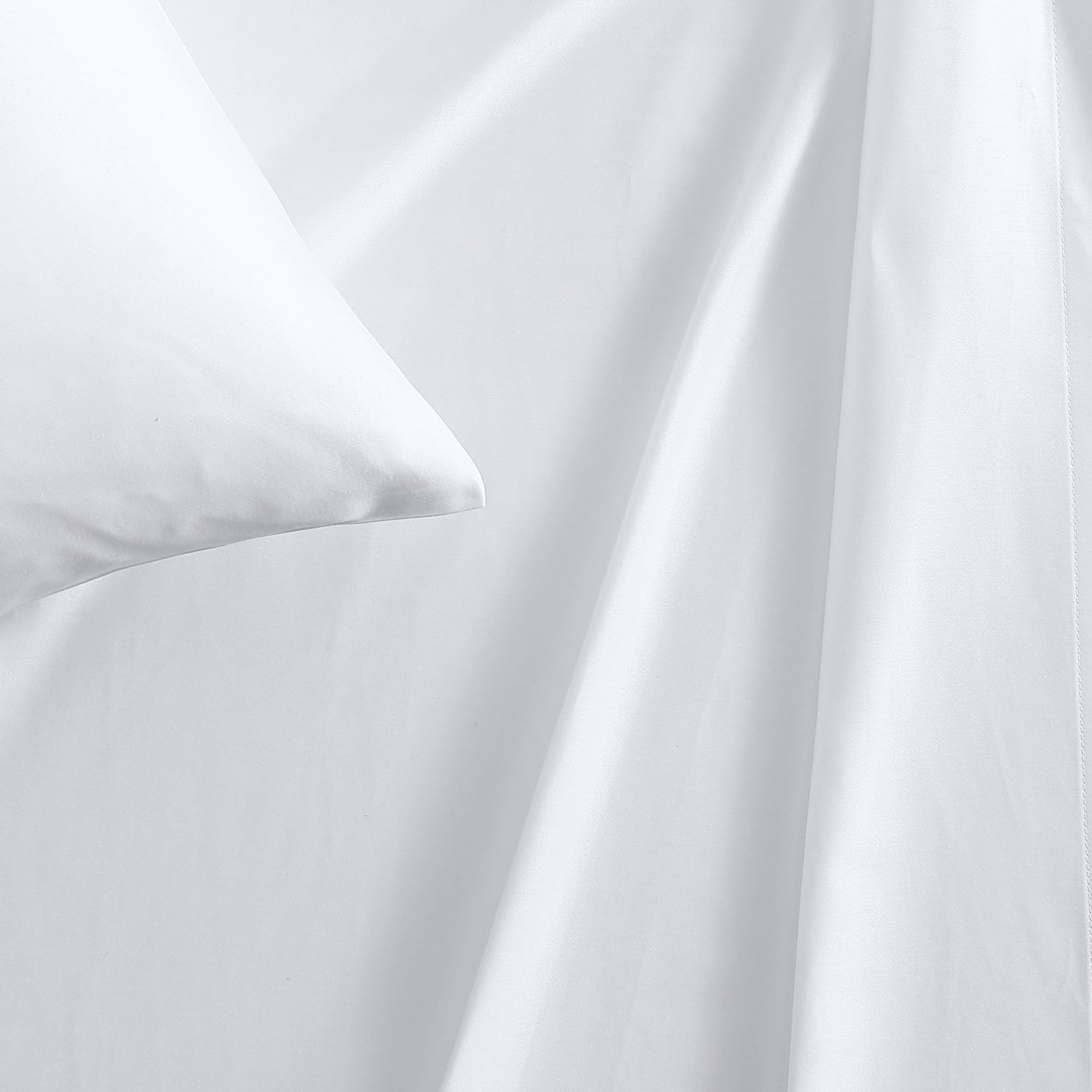 Vera Wang - Queen Sheet Set, Luxury Sateen Cotton Bedding, 800 Thread Count, Soft & Smooth Home Decor (White, 4 pieces, Queen)