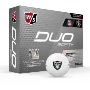 wilson duo soft+ nfl golf balls (1 dozen)-oakland,white