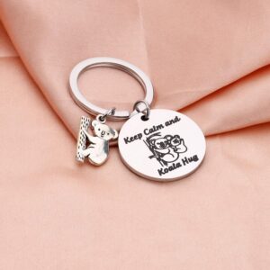 WSNANG Koala Bear Gift Keep Calm and Koala Hug Keychain Animal Lover Jewelry Koala Lover Gift for Family Friends (Koala KC)