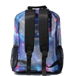 ESVAN Original Print Mesh Backpack Semi-Transparent Sackpack See Through Beach Bag Daypack Multi-Purpose Women Men Unisex (Star River)