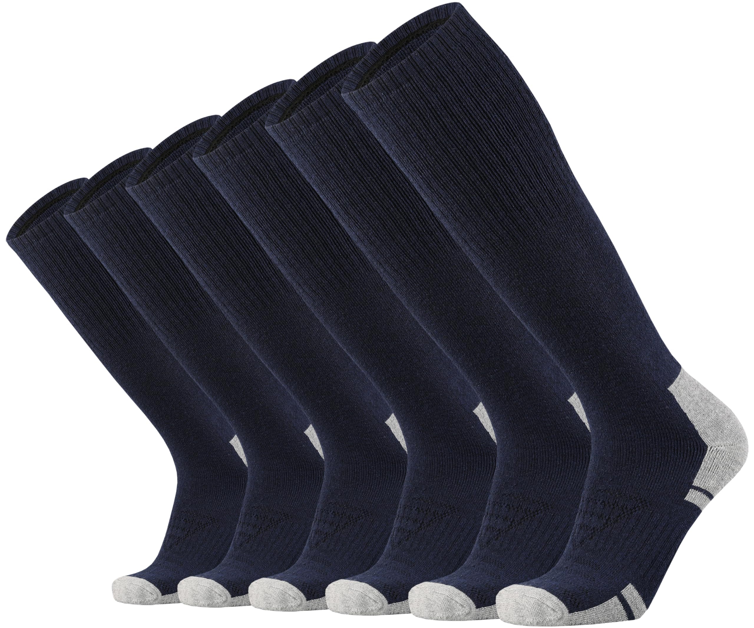 Ortis Cotton Full Cushion Over the Calf Socks OTC Knee High Thick Moisture Wicking Breathable Work Boot Thermal Warm(NavyBLue XL)