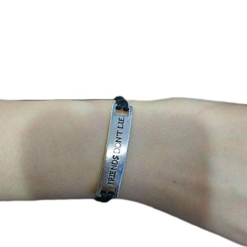 Dckazz Friends don't Lie Bracelet Handstamped Letter Bar Bangle Chain for Women Eleven Jewelry