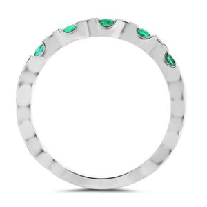 DRISHYA FASHION 2.00Ct Round Cut Emerald Simulated Diamond Wedding Band 14K White Gold Plated 925 Sterling Silver Women's Fashion (10.5)