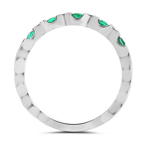 DRISHYA FASHION 2.00Ct Round Cut Emerald Simulated Diamond Wedding Band 14K White Gold Plated 925 Sterling Silver Women's Fashion (10.5)