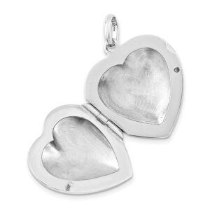 Sterling Silver Rhodium-Plating 20mm Polished Sparkle Heart Locket Pendant