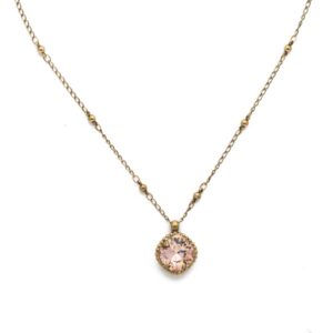 Sorrelli Essentials Cushion-Cut Solitaire Pendant Necklace, Antique Gold-Tone Finish, Vintage Rose