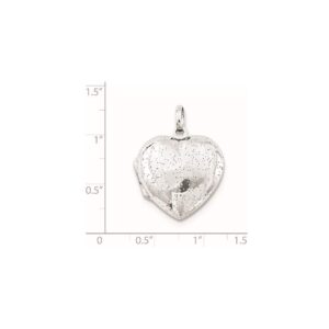 Sterling Silver Rhodium-Plating 20mm Polished Sparkle Heart Locket Pendant