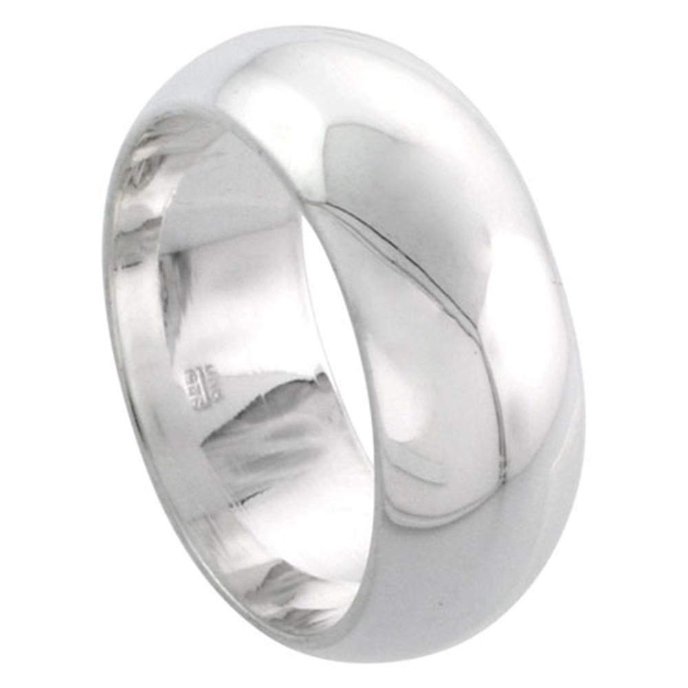 55Carat 8 mm 925 Sterling Silver Bands Statement Rings Birthday Gift in Sizes 4,5,6,7,8,9,10,11,12,13