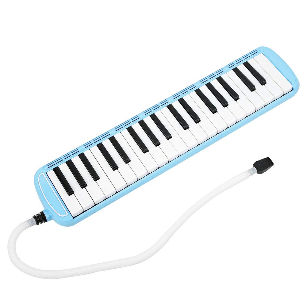 37 Keys Piano- Melodica Long Tube Melodica with Key Stickers Double Mouthpieces Tubes Carrying Bag for Kids Beginners Adults Gift (Blue)