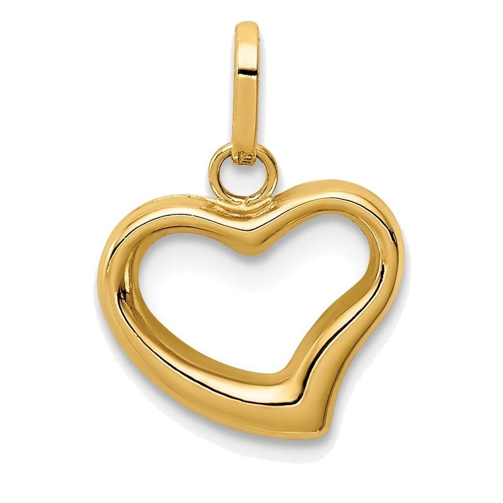 14k Yellow Gold Polished Cut-out Puffed Heart Pendant YC1388