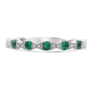 DRISHYA FASHION 2.00Ct Round Cut Emerald Simulated Diamond Wedding Band 14K White Gold Plated 925 Sterling Silver Women's Fashion (10.5)