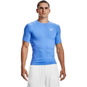 under armour men's armour heatgear compression short-sleeve t-shirt , carolina blue (475)/white, medium