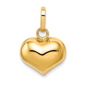 14k yellow gold polished puffed heart pendant