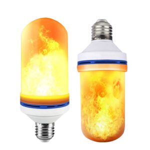 6w e26 led flame effect light bulb - 4 modes fire flickering bulbs for christmas decoration atmosphere lighting (2 pack)