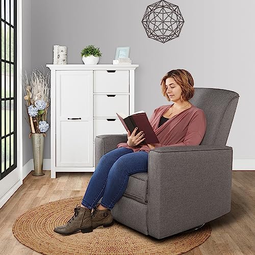 Evolur Raleigh Upholstered Plush Seating Glider Swivel, Recliner, Glider for Nursery in Rustic Grey, Greenguard Gold Certified, Modern Nursery Recliner, Environmentally Conscious Glider