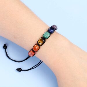 Top Plaza 7 Chakra Stone Yoga Bracelet Reiki Healing Crystal Natural Gemstone Braided Rope Bracelets for Women Men