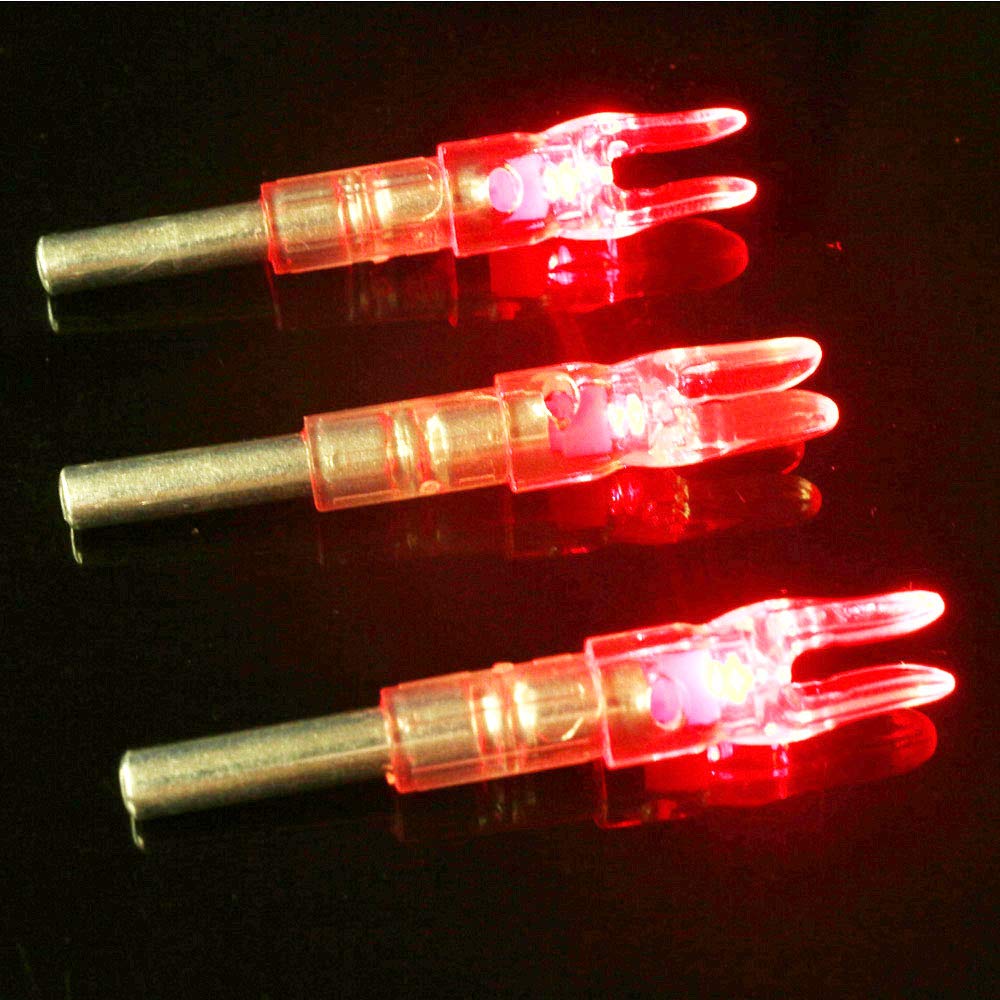 6PCS-New Lighted Nocks for Arrows with .244"/6.2mm Inside Diameter Led Nocks with Switch Button for Archery Hunting (Red)