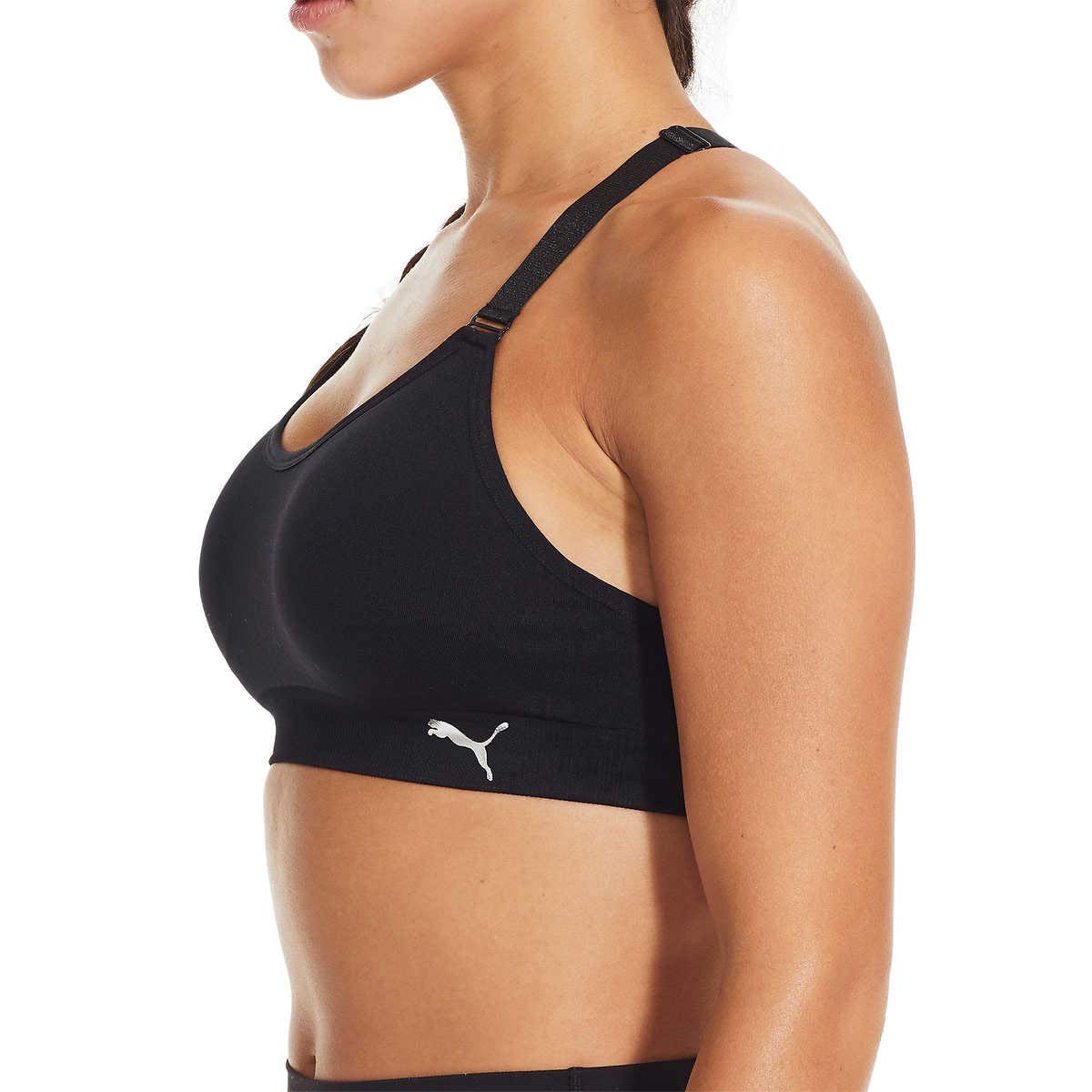 PUMA Women Sports Bra, 3-Pack (Black/White/Grey, Medium)