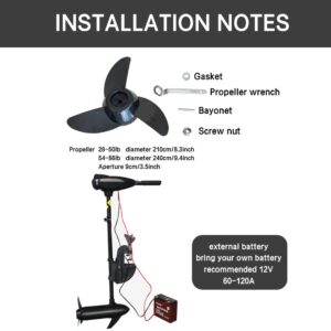 YUEWO Trolling Motor 34/50/60/65LBS Thrust Transom Mounted Saltwater Kayak Electric Boat Motor with 9 Levels of Colorful Power Display and 8 Variable Speed for Inflatable Fishing Boats