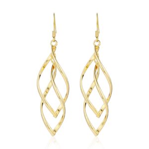 18k gold plated earrings for women hypoallergenic gold earrings gold statement earrings for women trendy fashion gold jewelry gifts above 12 years old（gold）