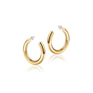 turandoss gold hoop earrings, 14k gold plated lightweight chunky open hoops for women, 25mm diameter, nickel free, hypoallergenic