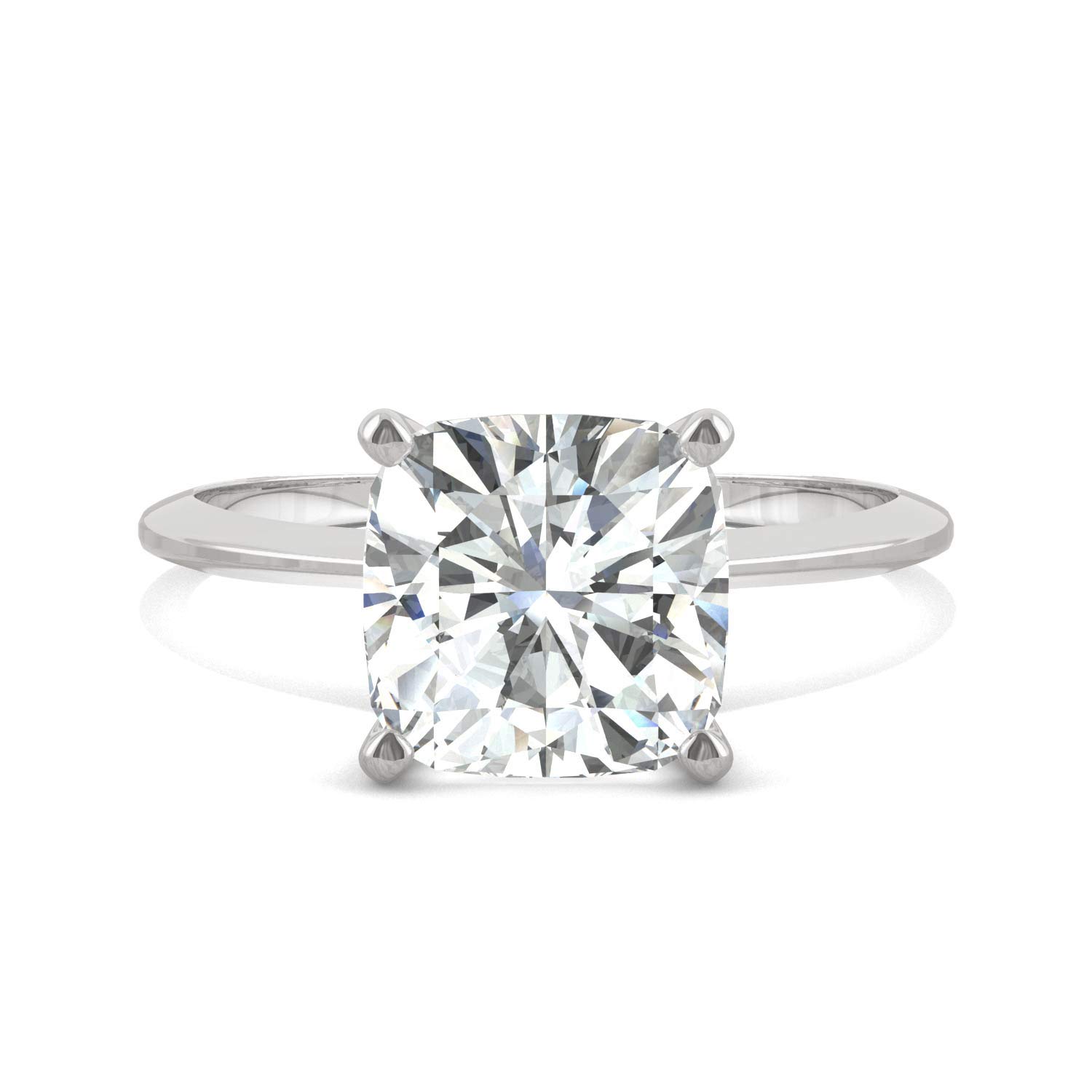 Charles & Colvard Created Moissanite 8mm Cushion Cut Solitaire Engagement Ring for Women | 2.4 cttw DEW | Lab Grown | Solid 14K White Gold with Rhodium | Size 4