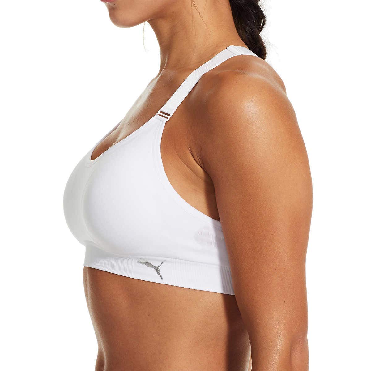 PUMA Women Sports Bra, 3-Pack (Black/White/Grey, Medium)