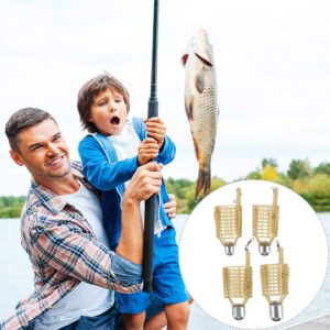 BESPORTBLE 4pcs Fishing Bait Cage Iron Head Bait Cage Crawdad Fishing Lures Fishing Feeder Basket Minnow Bucket Carp Feeder Holder Fishing Basket Fishing Bait Fishing Cage to Feed