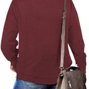 DOLNINE Plus Size Sweatshirts for Women 3X Side Slit Loose Tops Shirts Wine Red-24W