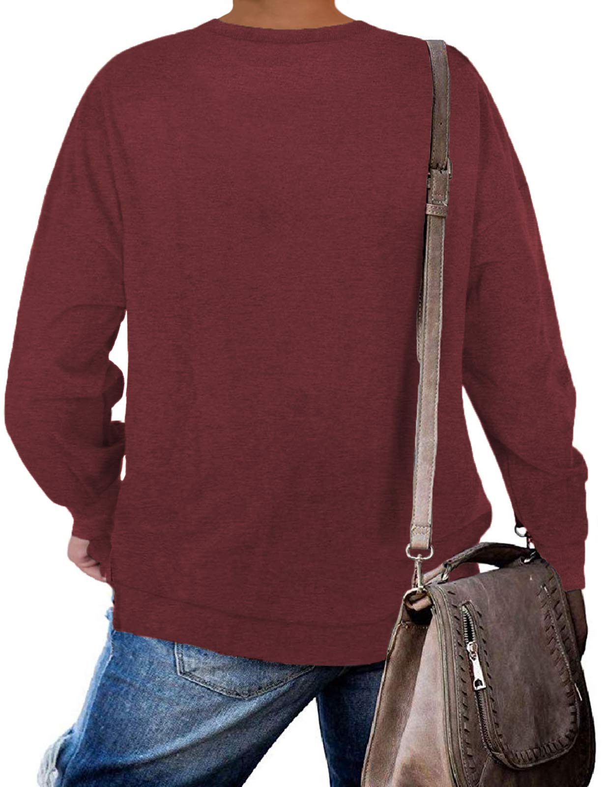 DOLNINE Plus Size Sweatshirts for Women 3X Side Slit Loose Tops Shirts Wine Red-24W