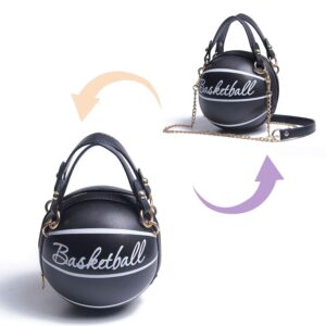 SUKUTU Basketball Shaped Crossbody Bag Purse Women Messenger Tote Handbag Mini PU Round Shoulder Bag for Girls