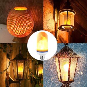 6W E26 LED Flame Effect Light Bulb - 4 Modes Fire Flickering Bulbs for Christmas Decoration Atmosphere Lighting (2 Pack)