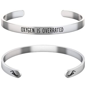 happy kisses swimmer gift bracelet – swim gifts – oxygen is overrated – adjustable cuff for women, men, girls, boys, & teens