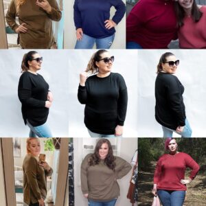 DOLNINE Plus Size Sweatshirts for Women 3X Side Slit Loose Tops Shirts Wine Red-24W