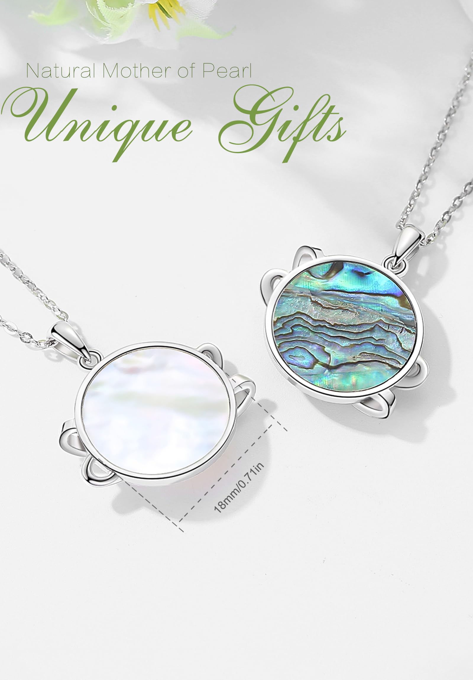 INFUSEU Abalone Moon Star Necklace Sterling Silver Pendant Women Space Planet Celestial Jewelry for Teen Teenager Universe Galaxy Cute Graduation Gifts Astronomy Lovers