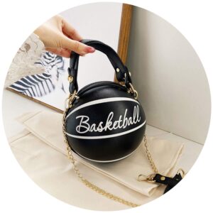 SUKUTU Basketball Shaped Crossbody Bag Purse Women Messenger Tote Handbag Mini PU Round Shoulder Bag for Girls