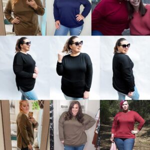 DOLNINE Plus Size Sweatshirts for Women 3X Side Slit Loose Tops Shirts Wine Red-24W