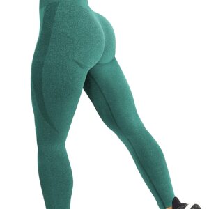 YEOREO Women Seamless Workout Leggings Gym High Waist Smile Contour Yoga Pants Green