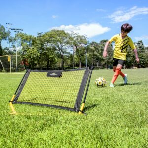 PodiuMax Solo Soccer Rebounder Net, Improve Your Ground Passing Skills, Easy to Assemble and Disassemble, Comes with Bag and Stake