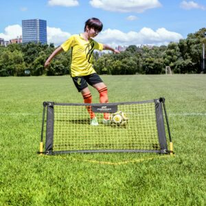 PodiuMax Solo Soccer Rebounder Net, Improve Your Ground Passing Skills, Easy to Assemble and Disassemble, Comes with Bag and Stake