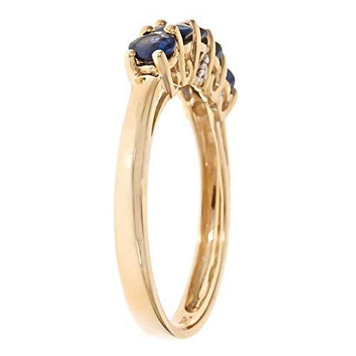 Gin & Grace 14K Yellow Gold Genuine Blue Sapphire Ring for women | Ethically, authentically & organically sourced (Round-Cut) shaped Sapphire hand-crafted jewelry for her | Sapphire Ring for women