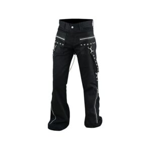 Women's Chains Black Rhinestones Gothic Punk Emo Pants Straps Baggy Pants