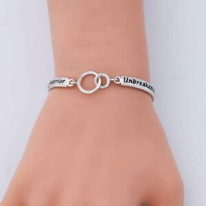 LQRI Multiple Sclerosis Bracelet MS Awareness Gift MS Warrior Unbreakable Bracelet MS Survivor Jewelry Cancer Fighter Gift For Women(silver-MS Warrio)