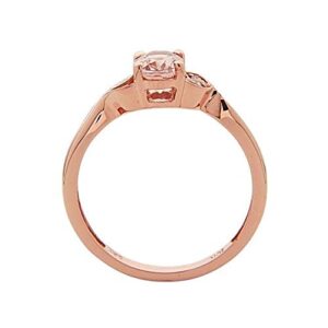 Gin & Grace 10K Rose Gold Genuine Morganite Ring with Diamonds for women | Ethically, authentically & organically sourced (Oval-cut) shaped Morganite jewelry for her | Morganite Ring for women