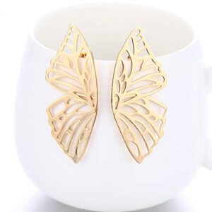 Fashion Hollow Big Butterfly Drop Dangle Earrings Gold Exaggerated Butterfly Wings Personality Stud Earrings for Women(Gold)