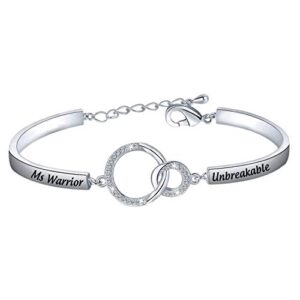 LQRI Multiple Sclerosis Bracelet MS Awareness Gift MS Warrior Unbreakable Bracelet MS Survivor Jewelry Cancer Fighter Gift For Women(silver-MS Warrio)