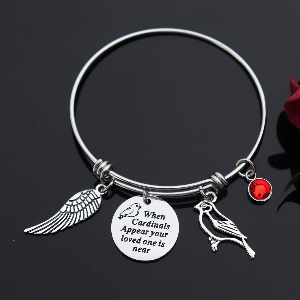 CHENVA Sympathy Gift When Cardinals Appear Your Loved One is Near Bracelet Cardinal Memorial Adjustable Bangle Jewelry Gift for Her (When cardinals appear your loved one is near Bangle)