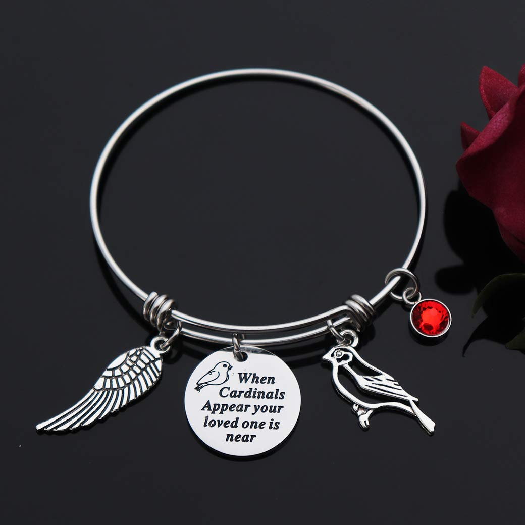 CHENVA Sympathy Gift When Cardinals Appear Your Loved One is Near Bracelet Cardinal Memorial Adjustable Bangle Jewelry Gift for Her (When cardinals appear your loved one is near Bangle)